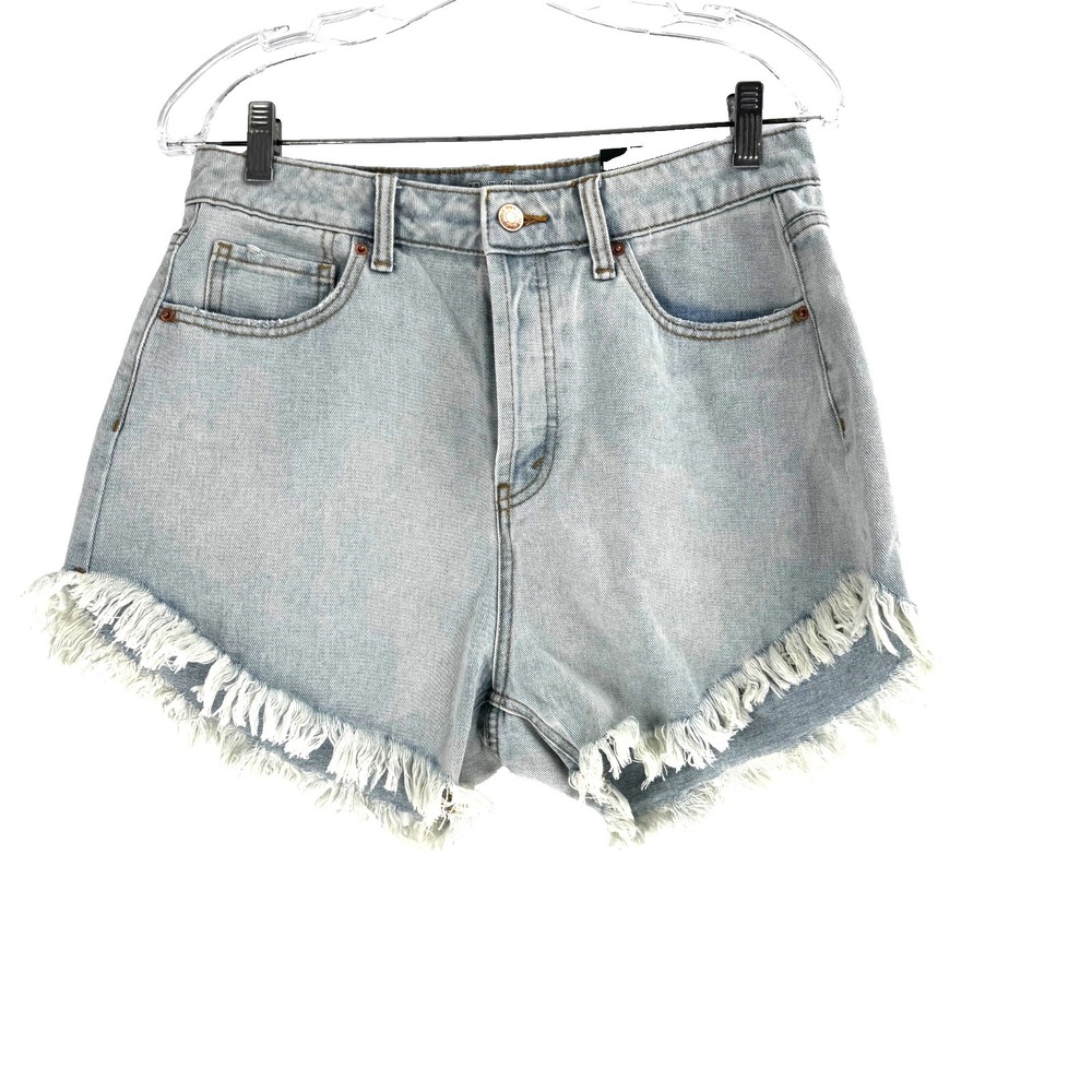 Wild Fable High Rise Frayed Jean Shorts Womens 10 Light Wash Stretch Cowgirl NEW